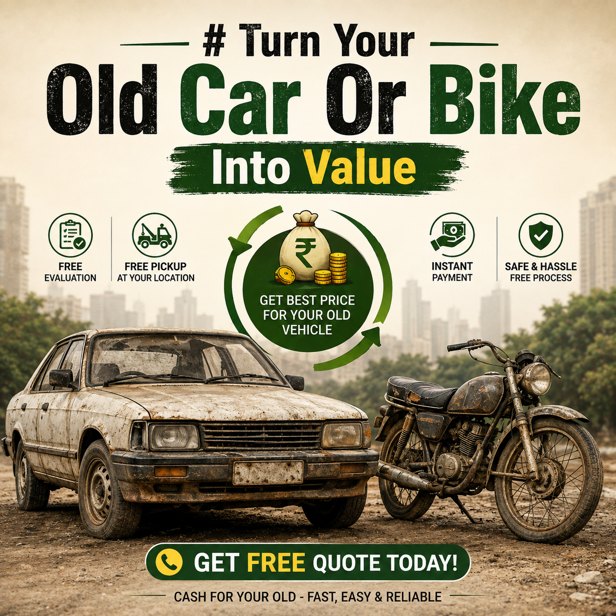 Scrap Vehicle Solution — Car and Bike Scrapping Banner